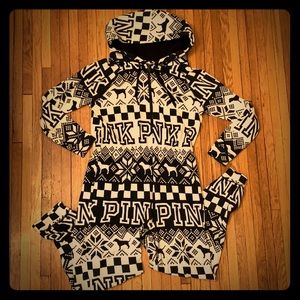 Pink Victoria Secret black and white onesie